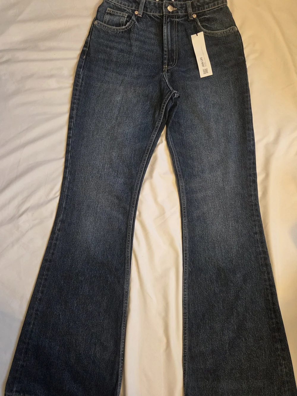 ZARA High-Rise Dark Blue Wide-Leg Women's Jeans